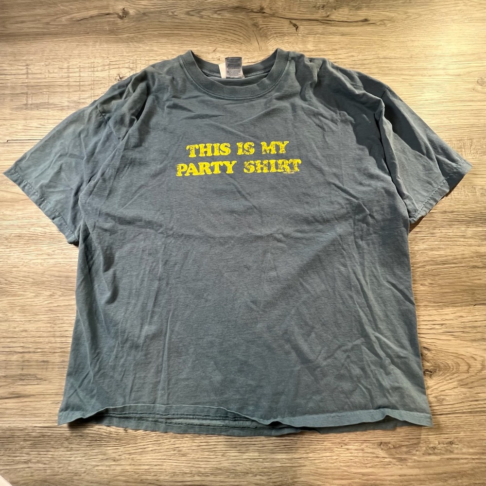Now & Zen Graphic Tee Mens XXL Blue This Is My Party Shirt Funny Retro Cotton T